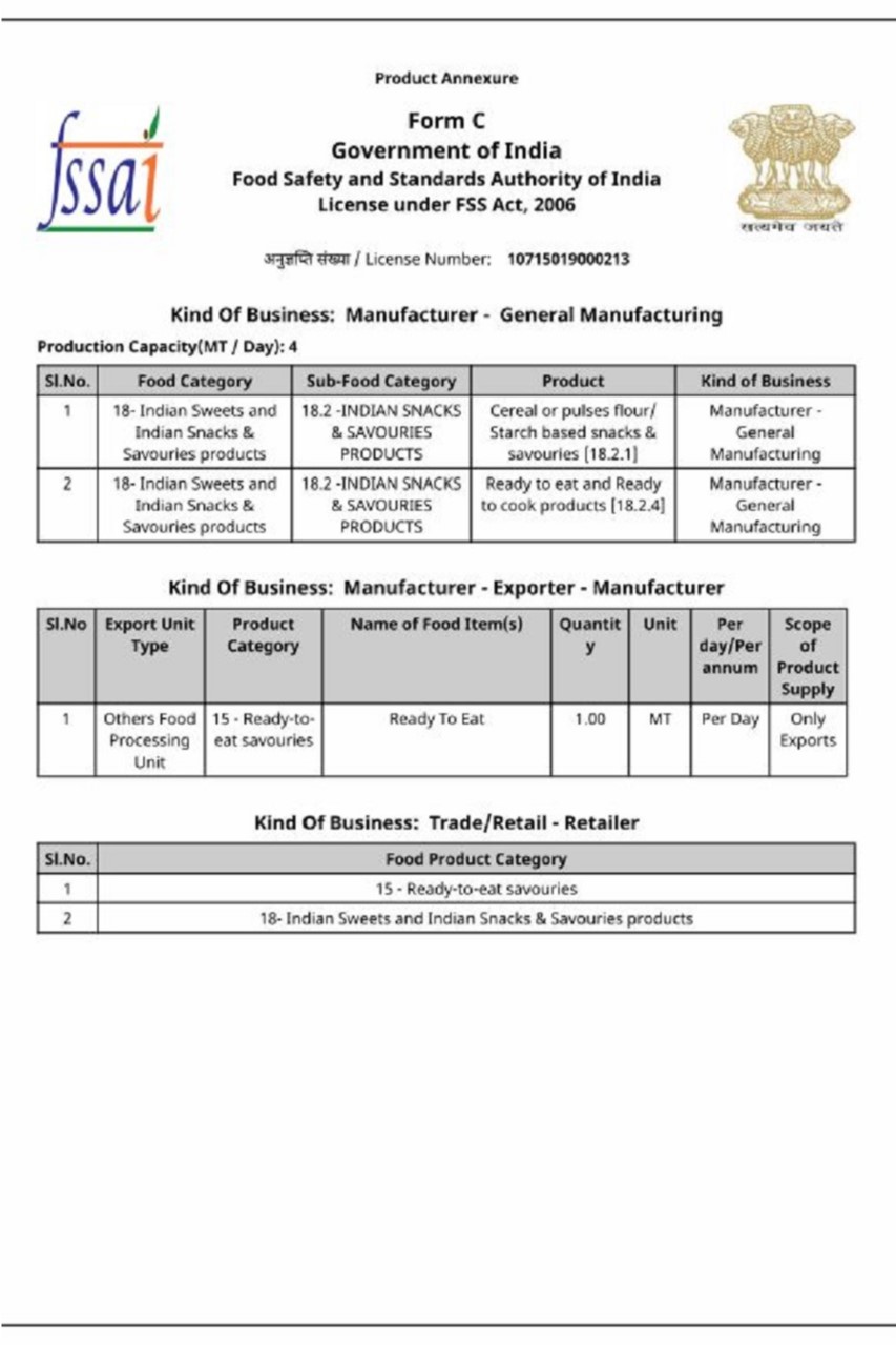 NHN FOODS Certificates